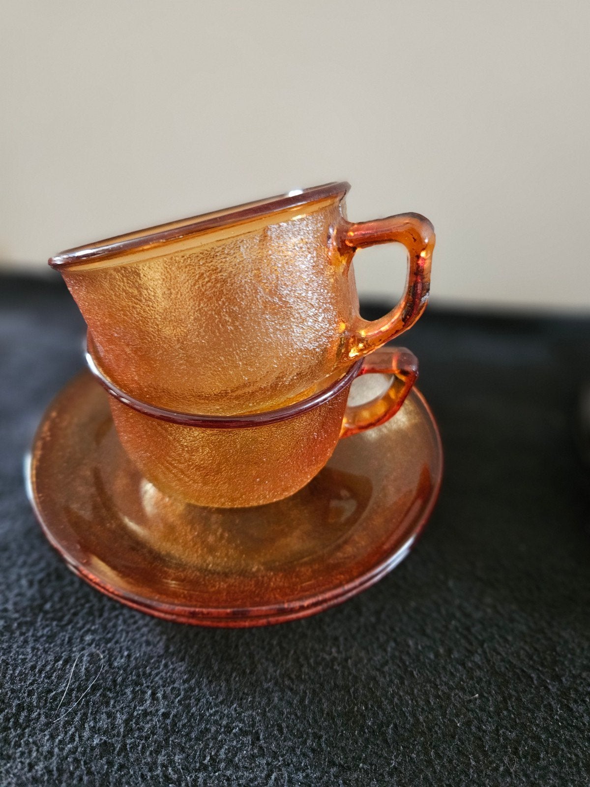 Vintage Glazen Kop en Schotel Set - Arcoroc, Ophalen of Verzenden