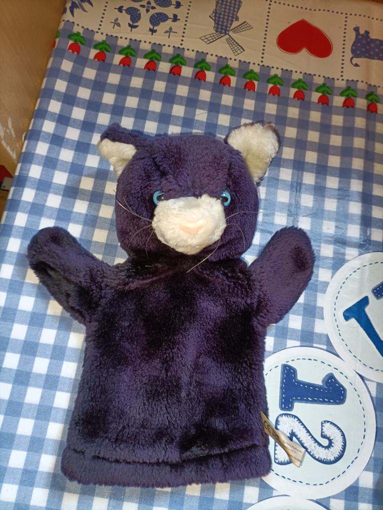 Tompoes handpop poes / kat vintage 27 cm groot, Ophalen of Verzenden, Zo goed als nieuw