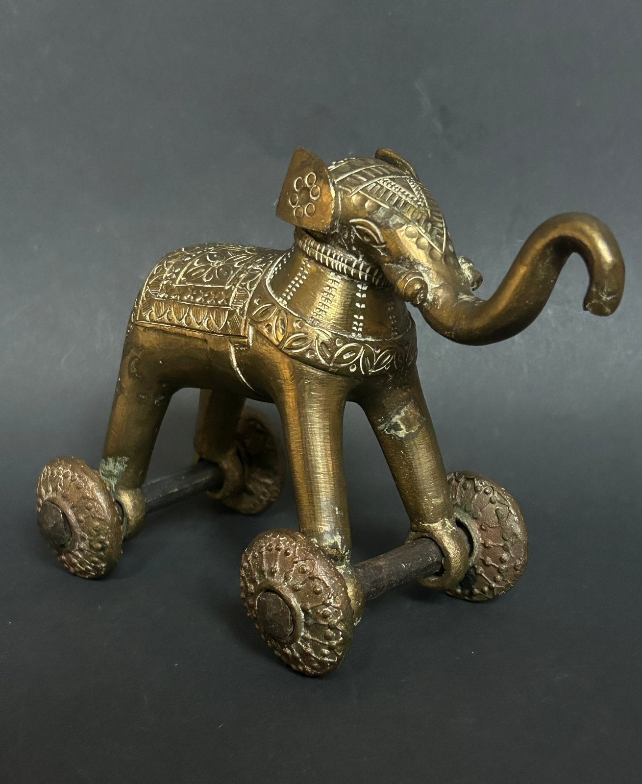 Messing Tempel Olifant, India, Verzamelen, Beelden en Beeldjes, Gebruikt, Dier, Ophalen of Verzenden