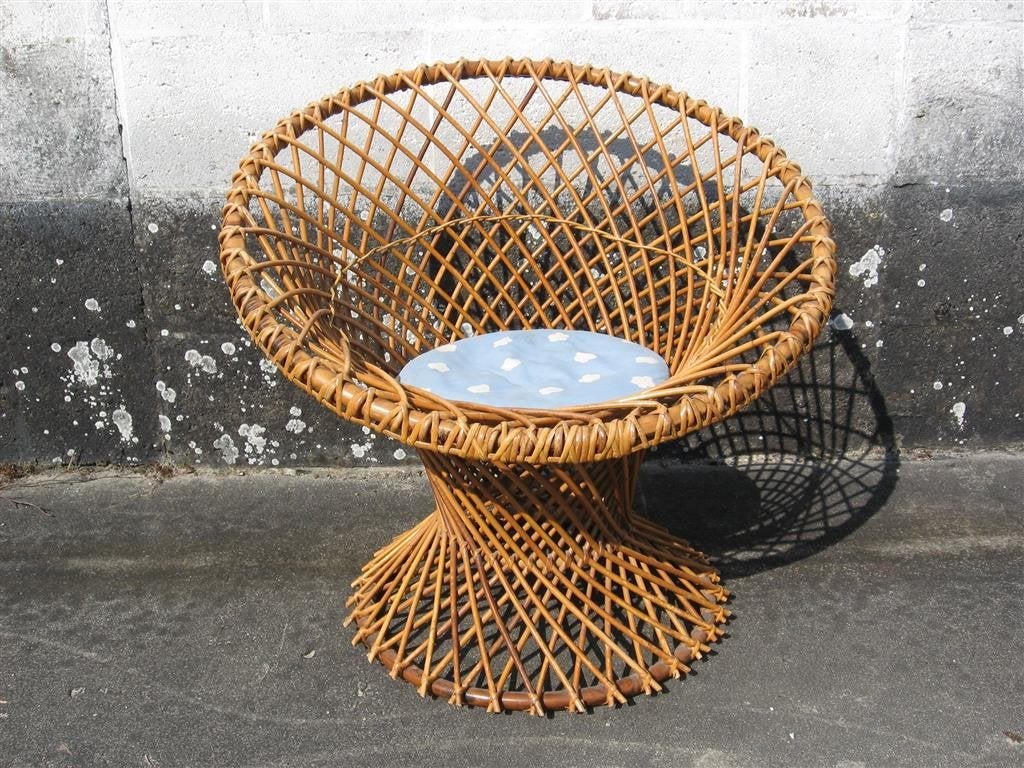 Fauteuil '60s ( riet ) Retro/Vintage/Design, Huis en Inrichting, Ophalen, Gebruikt, Vintage, Riet of Rotan