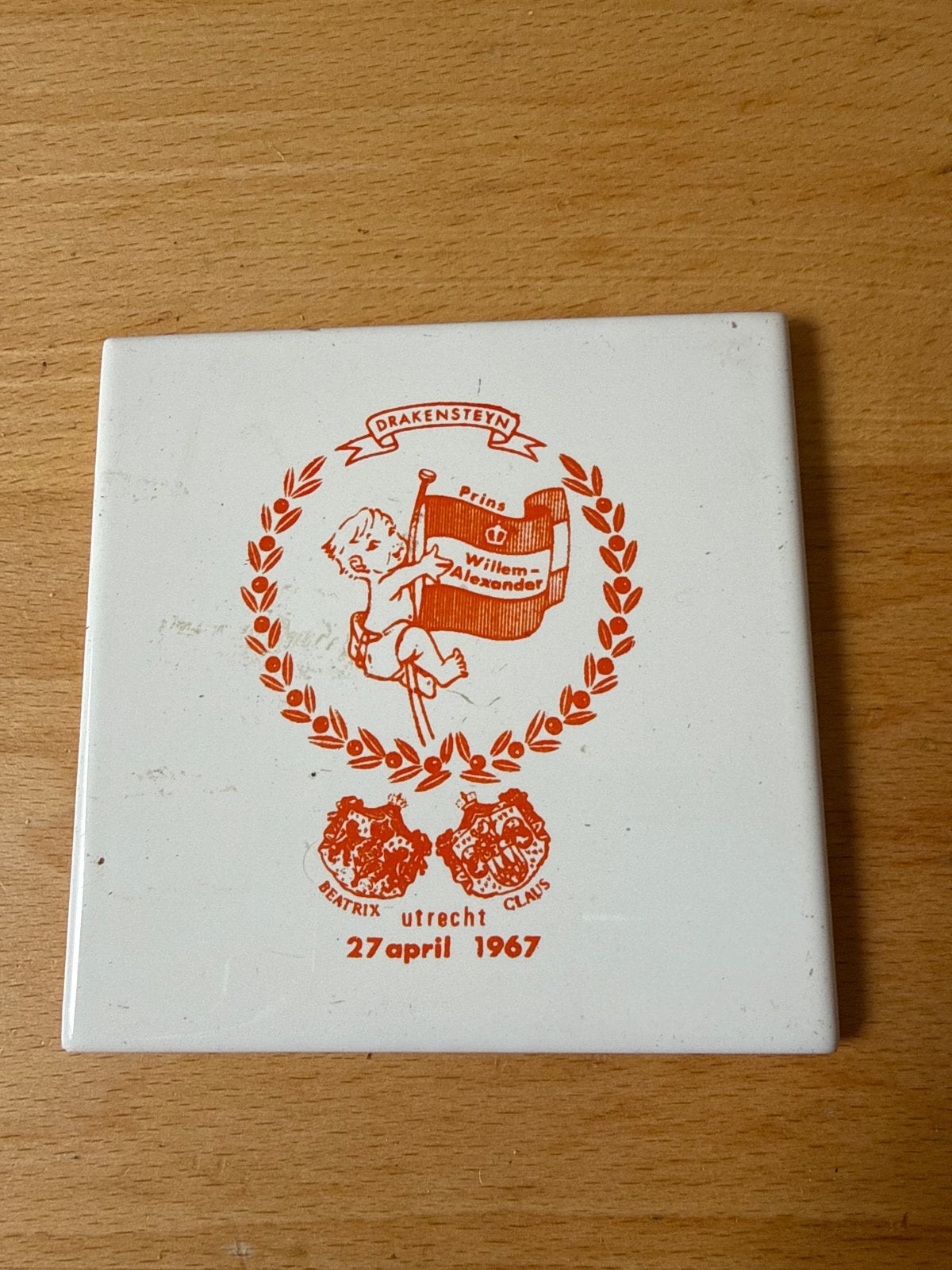 Tegeltje  geboorte Willem-Alexander 1967, Ophalen of Verzenden