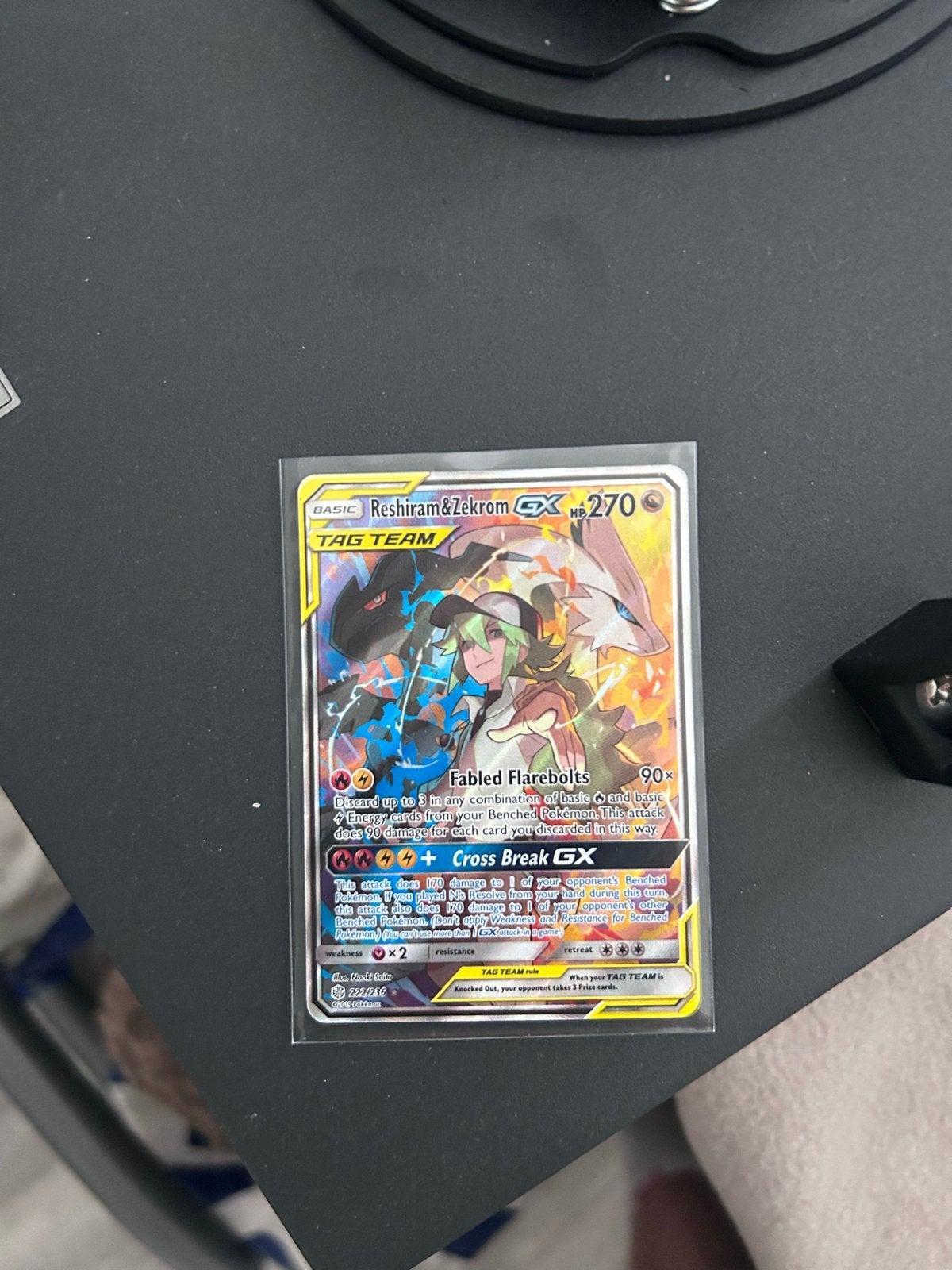 Pokémon Kaart: Reshiram & Zekrom GX TAG TEAM 270 HP, Ophalen of Verzenden, Zo goed als nieuw, Losse kaart
