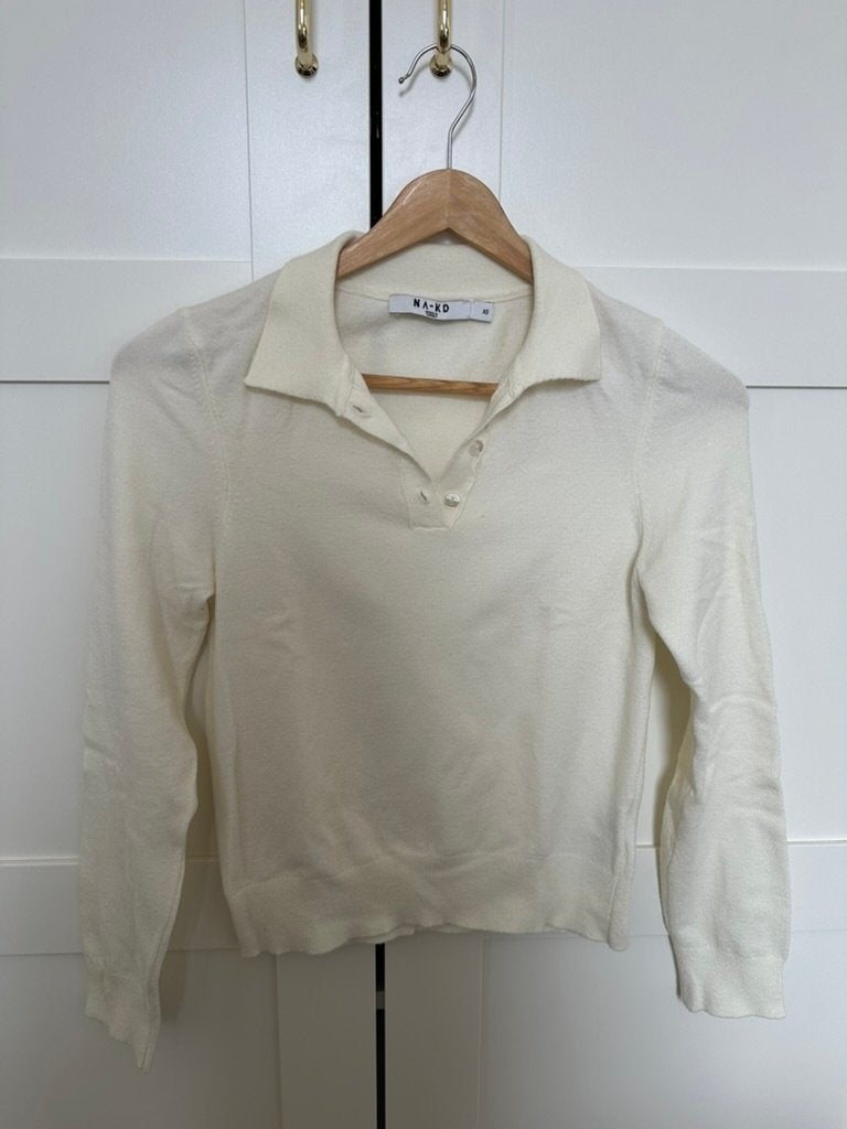 NA-KD polo trui in creme - maat XS, NA-KD, Beige, Ophalen of Verzenden, Zo goed als nieuw