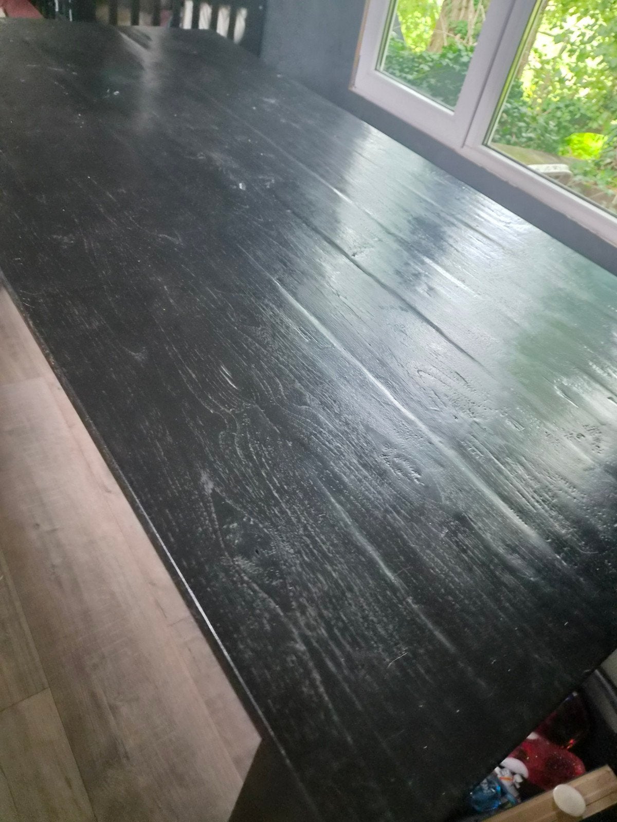 Eettafel met bankje/bar tafel massief hout, Ophalen of Verzenden, Gebruikt, Hout