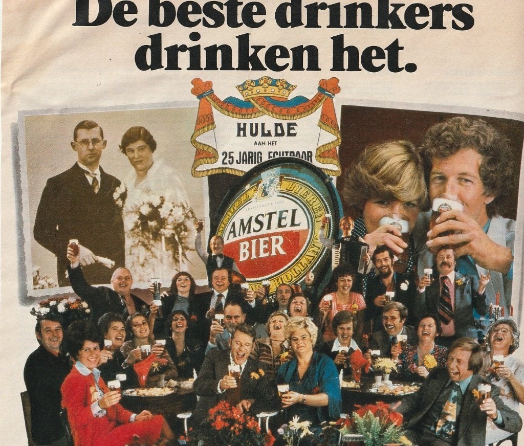 Retro reclame 1979 Amstel bier het 25-jarig huwelijksfeest, Verzamelen, Verzenden, Overige typen