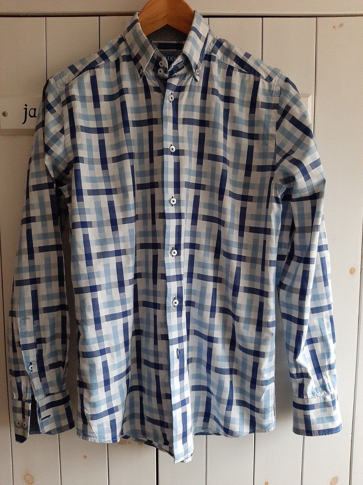 2 overhemden van The Blueprint, maat S, Blauw, Halswijdte 38 (S) of kleiner, Ophalen of Verzenden, Gedragen