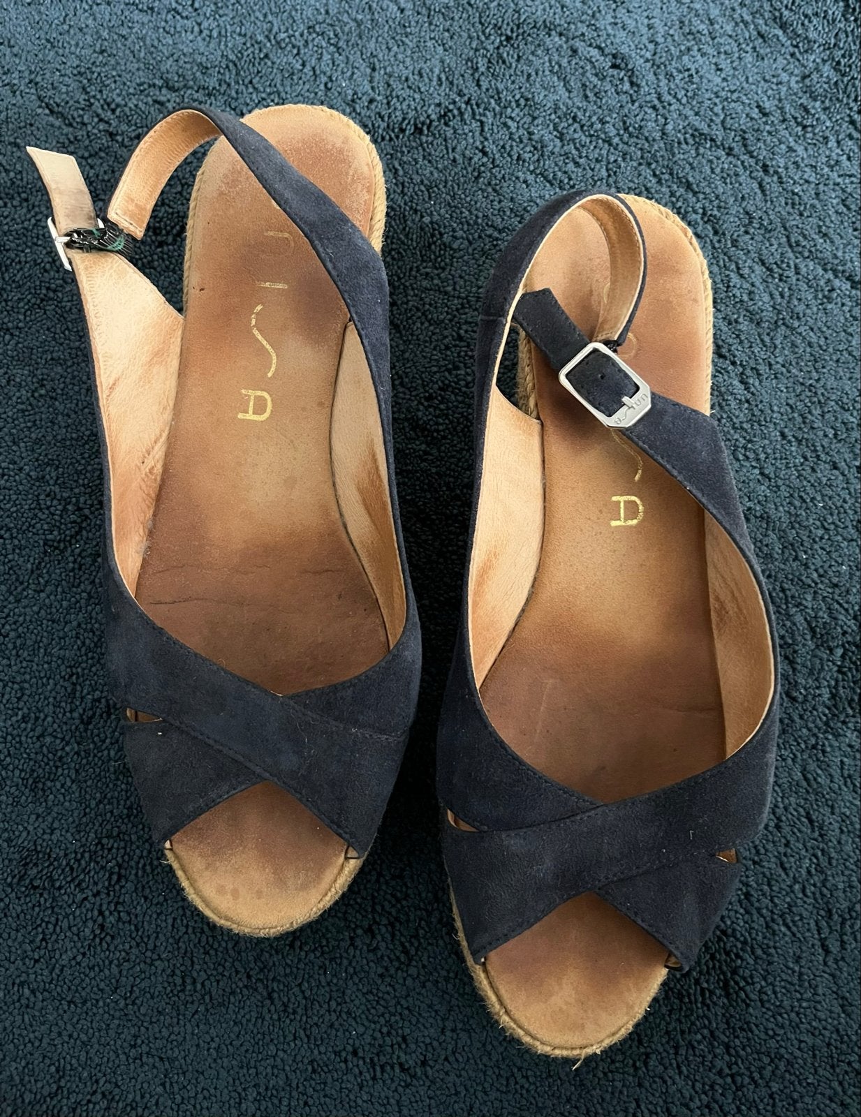Unisa espadrille sandalen, maat 38, Blauw, Gedragen, Sandalen of Muiltjes, Ophalen of Verzenden