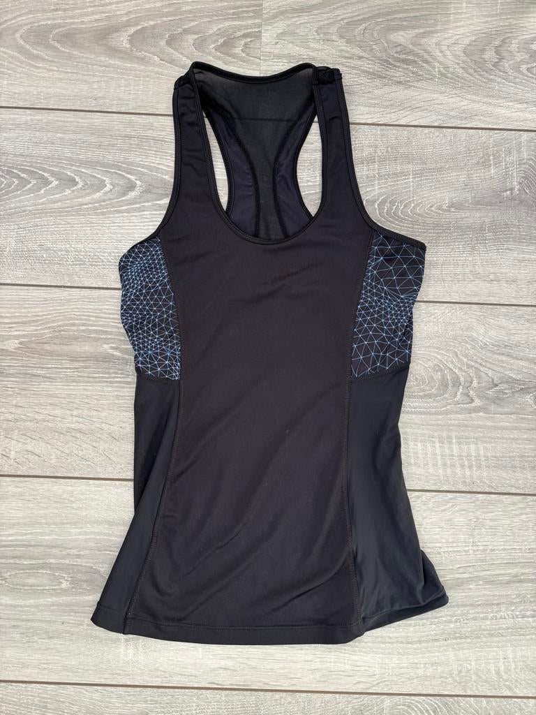 Zwarte sporttop Oysho maat S met blauwe mesh details, Kleding | Dames, Sportkleding, Zwart, Ophalen of Verzenden, Maat 36 (S)