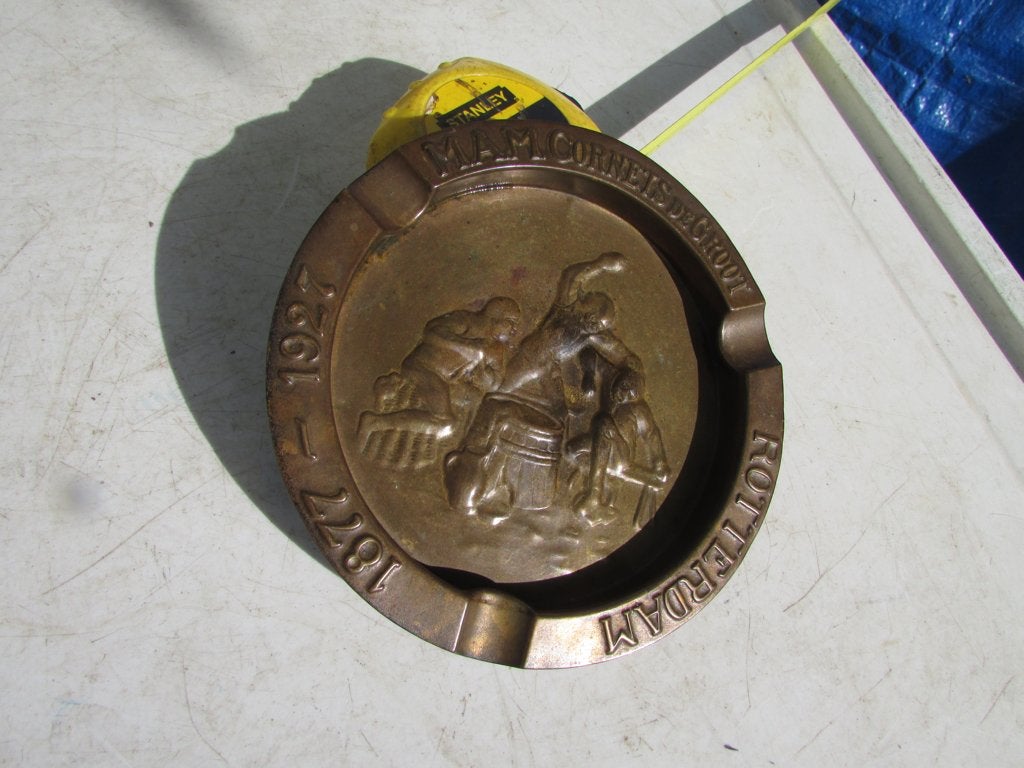 Koper brons asbak MAM Cornets de Groot Rotterdam 1877 -1927, Antiek en Kunst, Ophalen of Verzenden, Brons