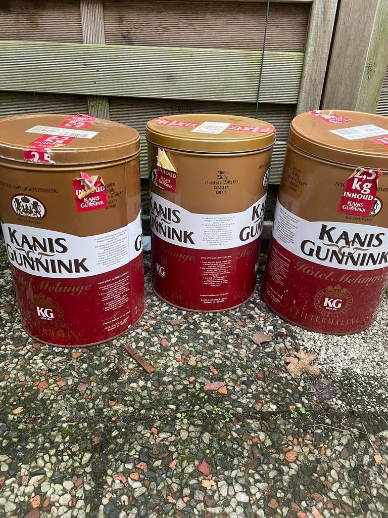 3x Kanis & Gunnink Koffie Blikken Vintage – Verzamelobject, Ophalen of Verzenden, Gebruikt, Koffie, Overige merken