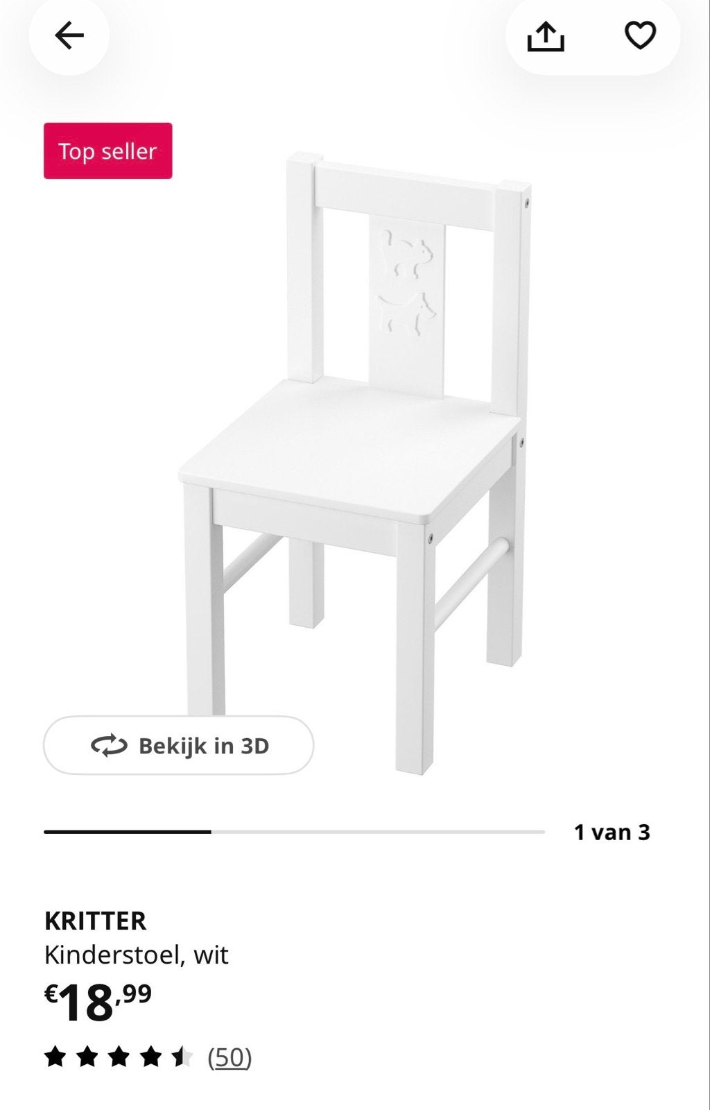 IKEA KRITTER Kinderstoel wit - Nieuw in doos, Ophalen, Nieuw, Stoel