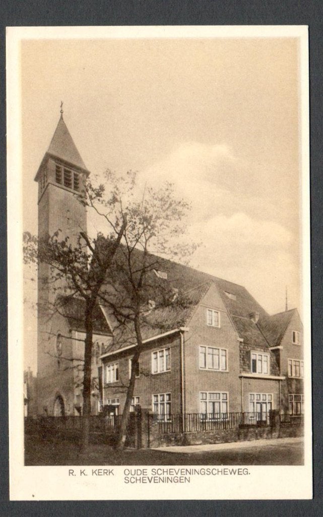 Oude Ansicht R K Kerk Oude Scheveningscheweg Scheveningen ZH, Ophalen of Verzenden, 1940 tot 1960, Ongelopen, Zuid-Holland
