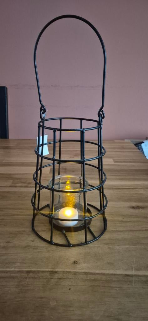 Waxinelichthouder / windlicht metaal draad design, Zwart, Nieuw, Ophalen of Verzenden, Metaal
