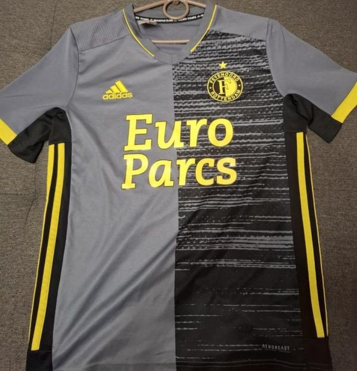 Adidas Feyenoord Rotterdam Uitshirt 2021/2022 - Grijs/Geel -, Maat 52/54 (L), Ophalen of Verzenden, Zo goed als nieuw, Adidas