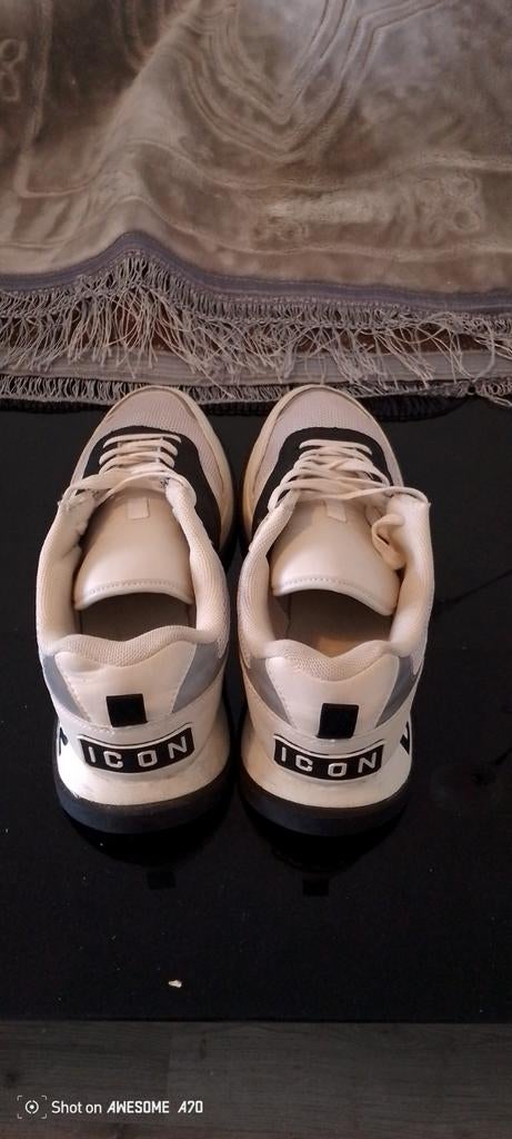 DSQUARED2 ICON Sneakers heren Wit/Zwart - Maat /44, Wit, Ophalen of Verzenden, DSQUARED2, Sneakers of Gympen