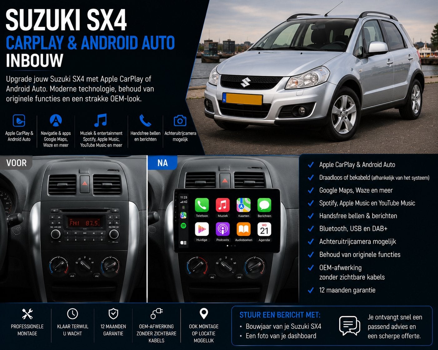 Suzuki SX4 CarPlay & Android Auto Inbouw, Ophalen, Nieuw