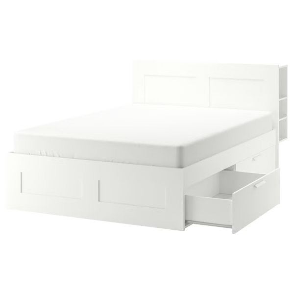 IKEA Brimnes bed 180x234 met lades en lattenbodems, Ophalen, Wit, Tweepersoons, Zo goed als nieuw