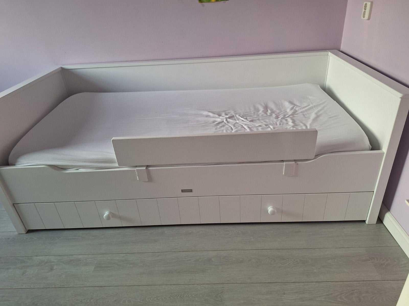 Bopita Bedbank met opbergladen en nachtkastje, Ophalen, Gebruikt, 90 cm, Eenpersoons