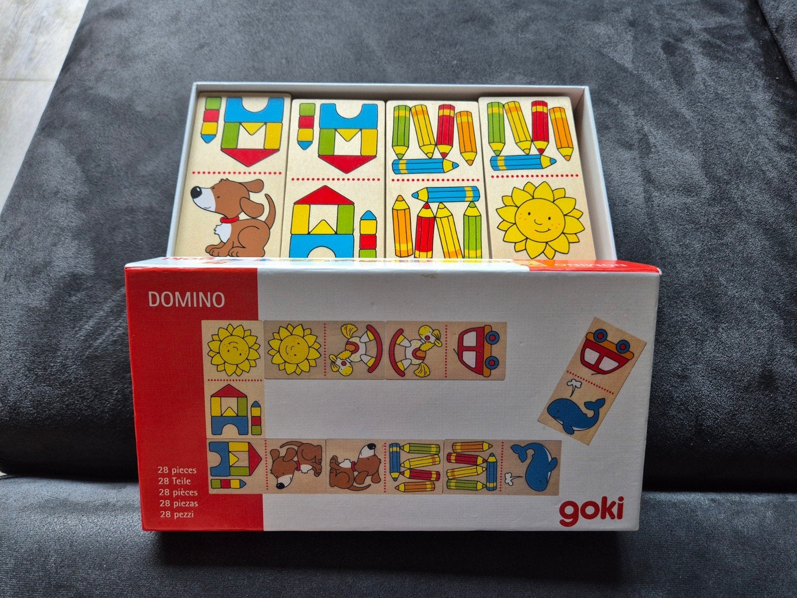 Goki houten Domino Spel, Kinderen en Baby's, Speelgoed | Babyspeelgoed, Zo goed als nieuw, Ophalen of Verzenden