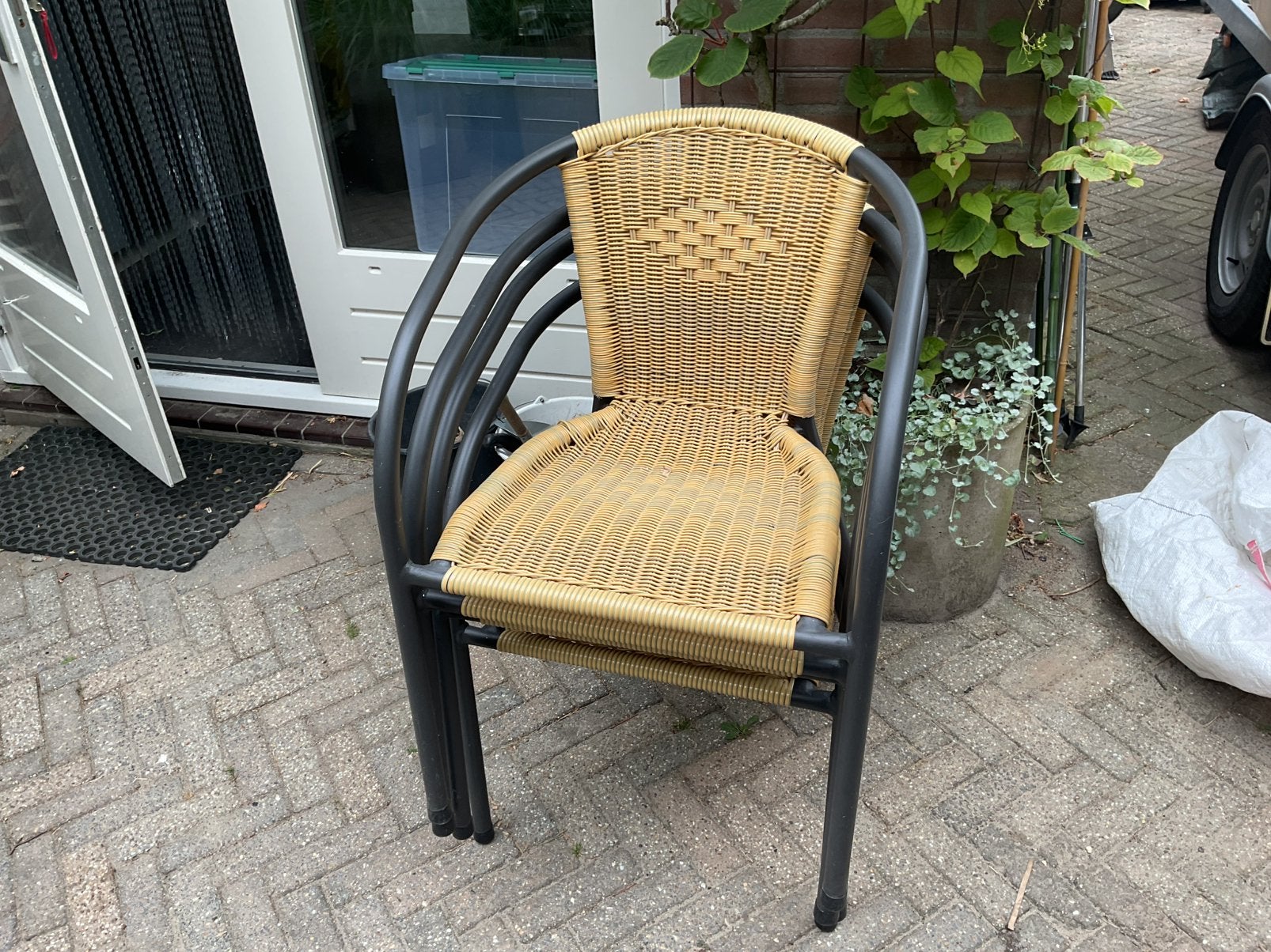 Tuinstoel aluminium lichtgewicht rotan kunstof, Tuin en Terras, Ophalen of Verzenden, Zo goed als nieuw, Aluminium