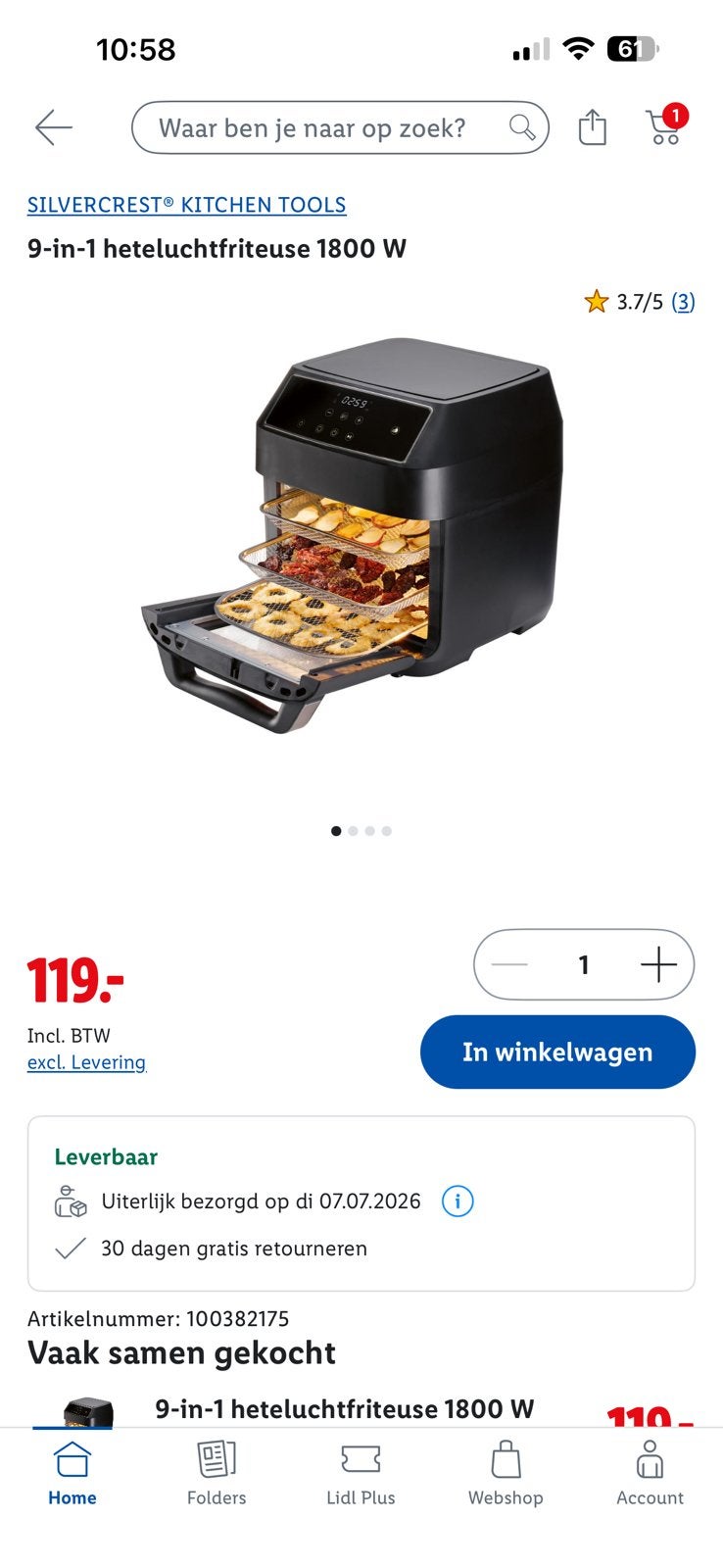 Nieuwe airfryer Silvercrest 9 in 1, Ophalen of Verzenden, Nieuw, Airfryer