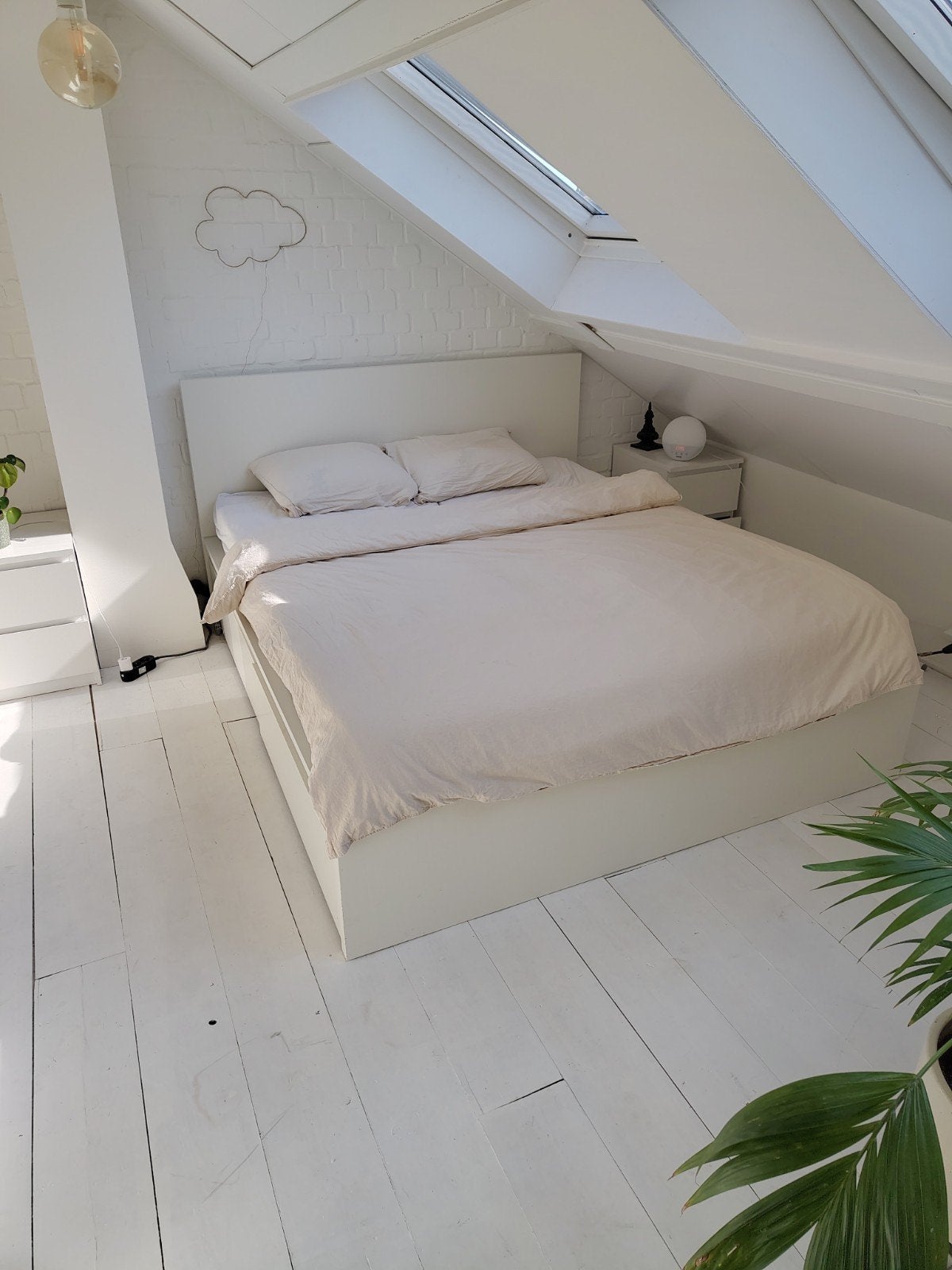 Ikea Malm Wit tweepersoonsbed met opberglades, Gebruikt, Wit, Tweepersoons, Ophalen of Verzenden