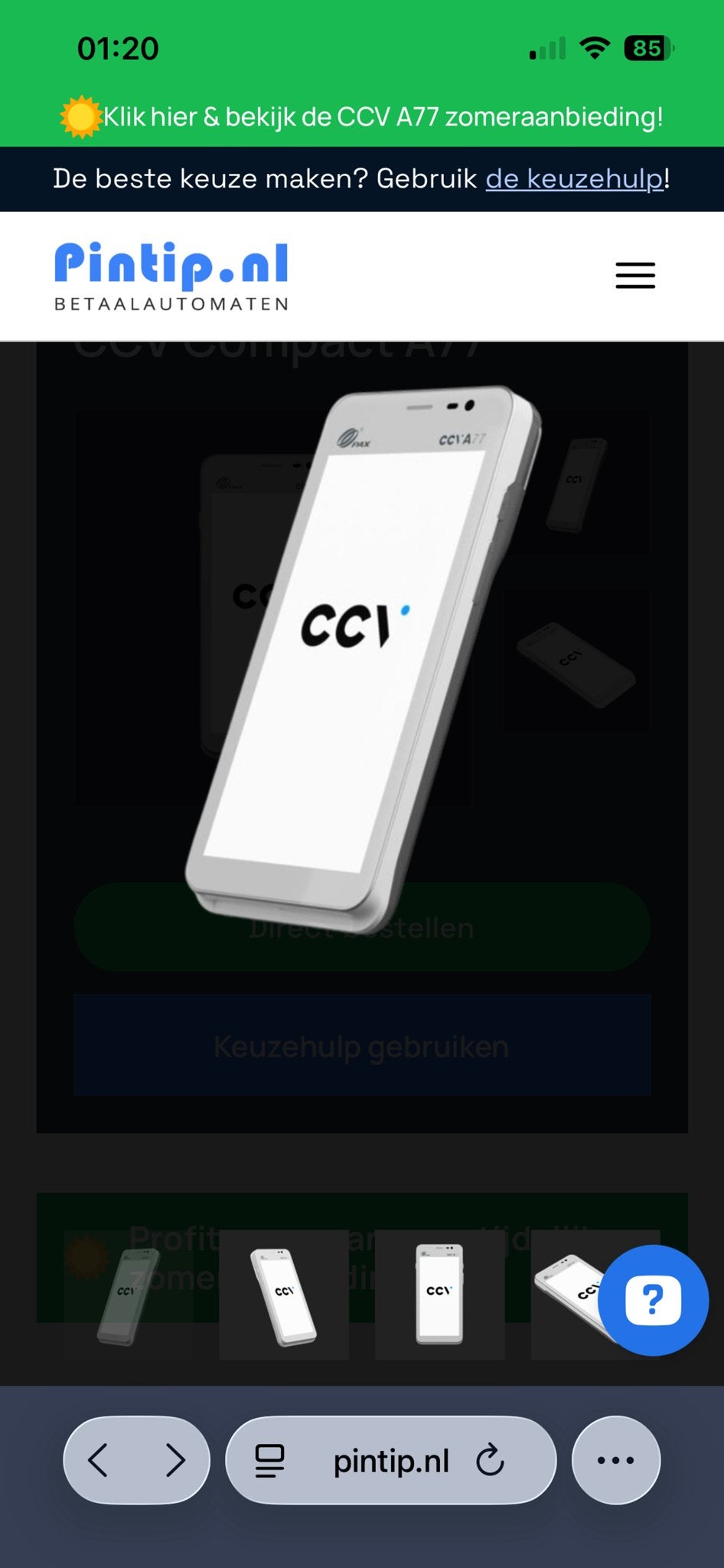 CCV Compact A77 Pinautomaat met hoes en lader, Ophalen