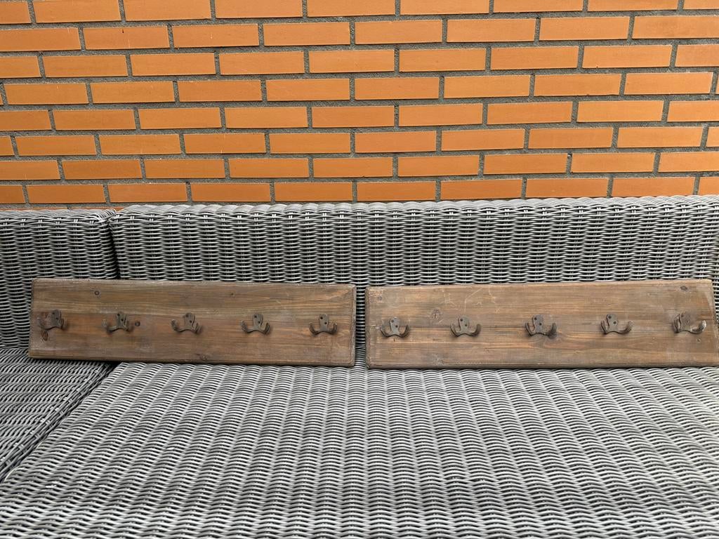 Houten kapstok met 5 metalen dubbele haken., Zo goed als nieuw, Minder dan 100 cm, Hout, Ophalen