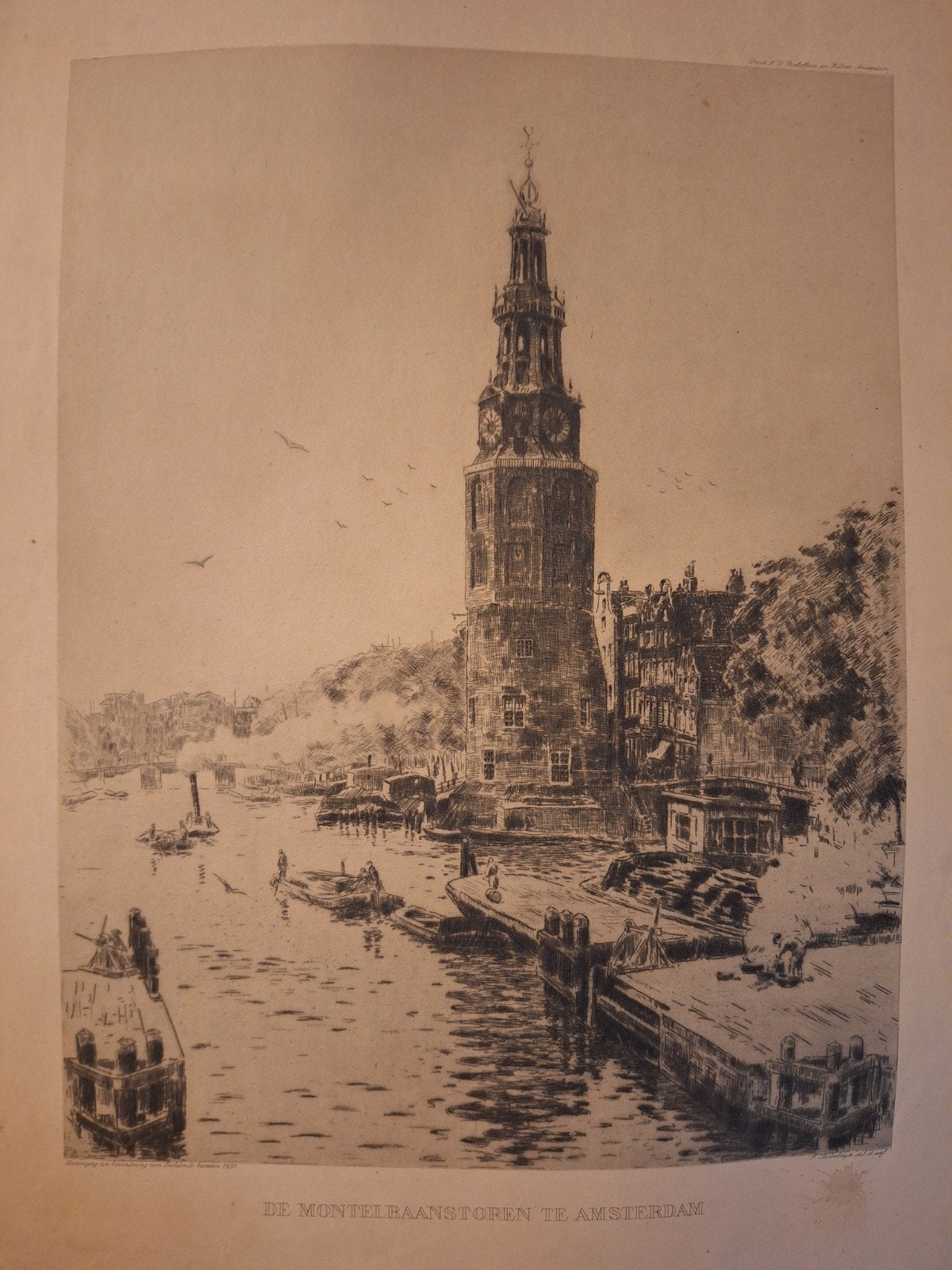 Grote ets van de Montelbaanstoren te Amsterdam, Antiek en Kunst, Ophalen of Verzenden