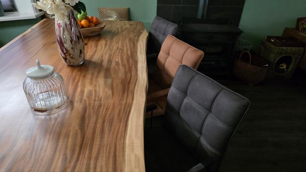 Industriële stoelen voor aan de eettafel, Ophalen, Bruin, Zo goed als nieuw, Vijf, Zes of meer stoelen