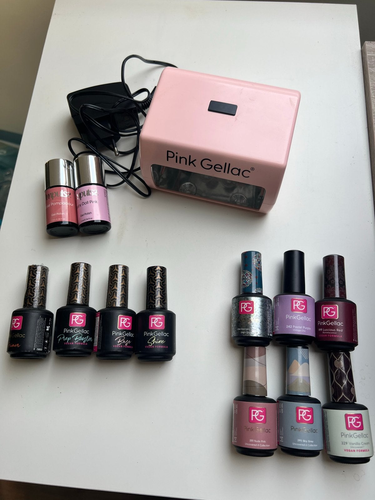 Pink Gellac nagel basis set. Lamp + gellac + prep, Ophalen of Verzenden, Gebruikt, Handen en Nagels