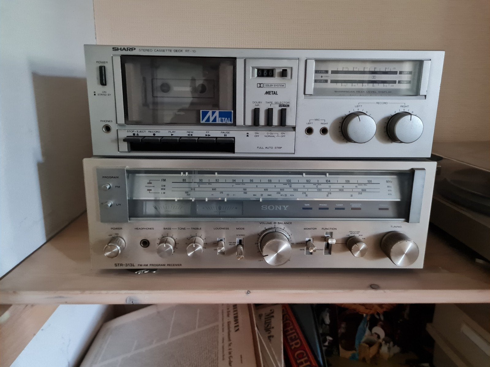 Vintage Pioneer platenspeler + Sharp cassettedeck + luidspre, Ophalen of Verzenden