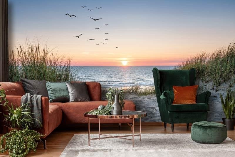 Fotobehang / Behang - Strand, Duinen, Zee en Zonsondergang, Huis en Inrichting, Stoffering | Behang, Meerkleurig, Fotobehangkoning.nl