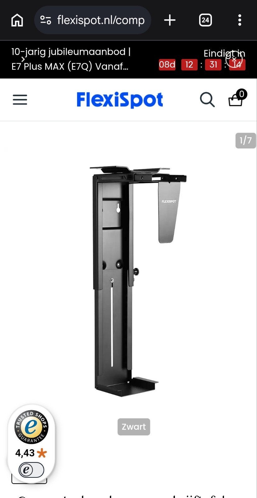 Nieuwe FlexiSpot PC Houder / CPU Mount CH2B, Ophalen of Verzenden