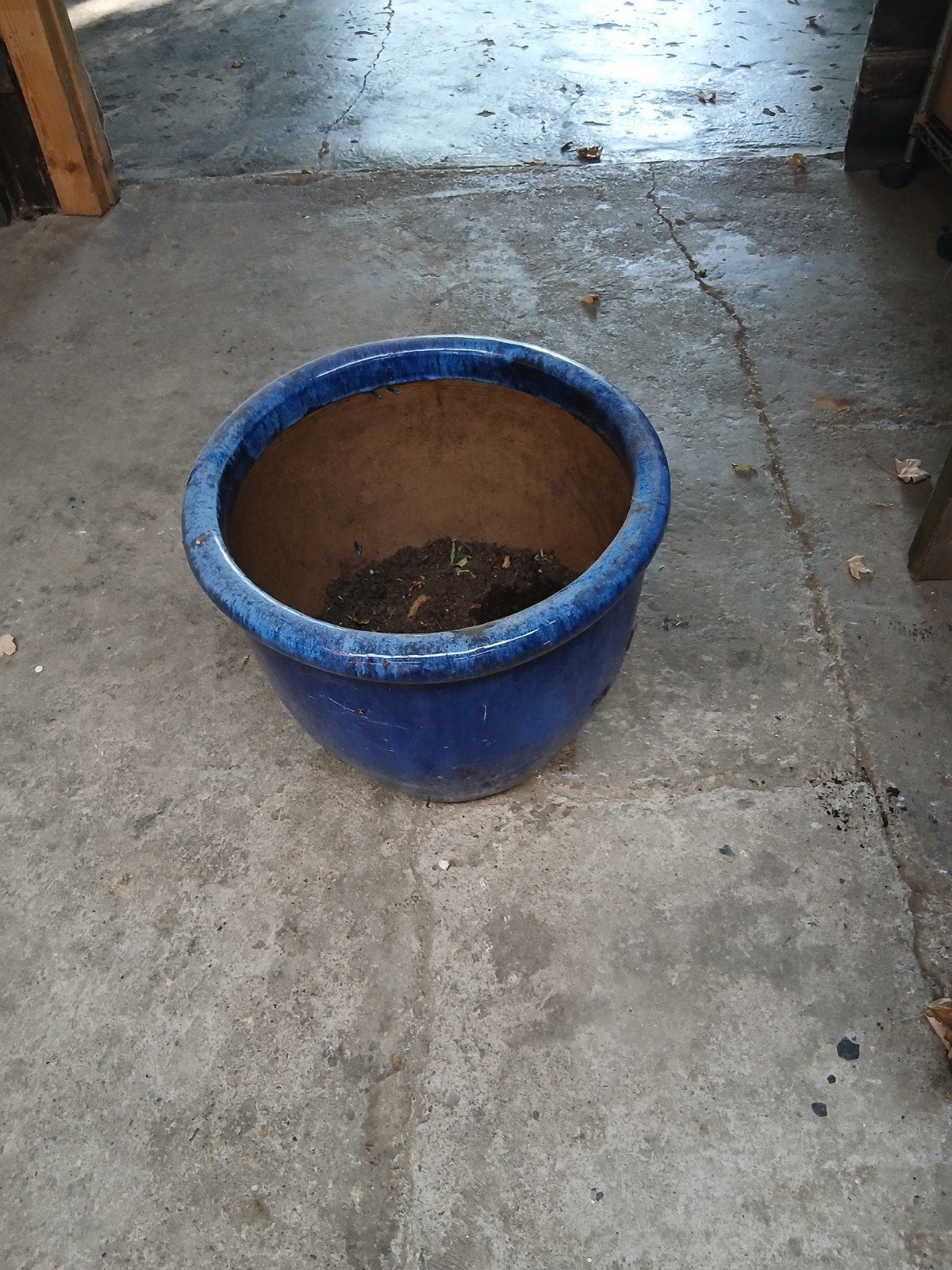 grote terras pot blauw., Ophalen, Steen, 40 cm of meer, Rond