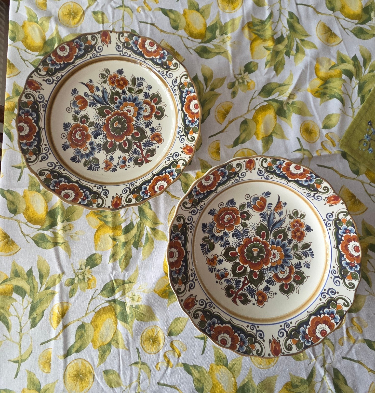 Set van 2 Delft Polychroom Holland Handwerk sierborden, Ophalen of Verzenden