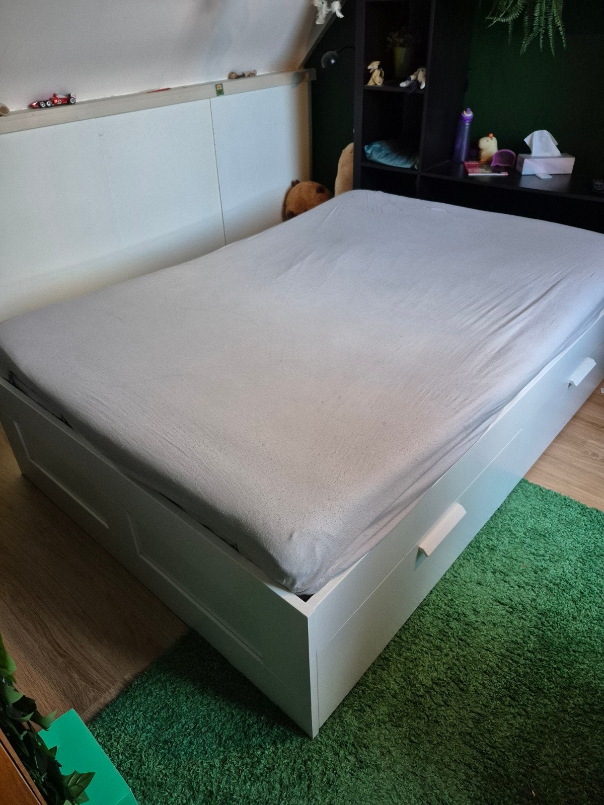 Ikea Brimnes bed 140x200 met kantelbare lattenbodem, Ophalen, Wit, Tweepersoons, 140 cm