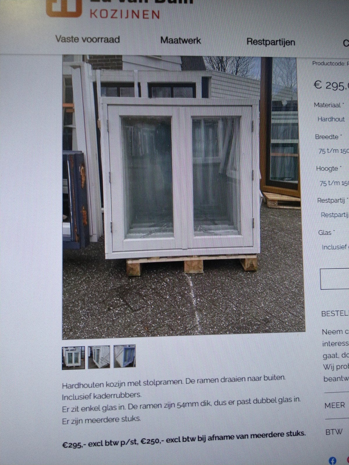 Hardhouten kozijnen met stolpraam, Doe-het-zelf en Verbouw, Gevelraam of Ruit, Gebruikt, 80 tot 120 cm, 80 tot 120 cm