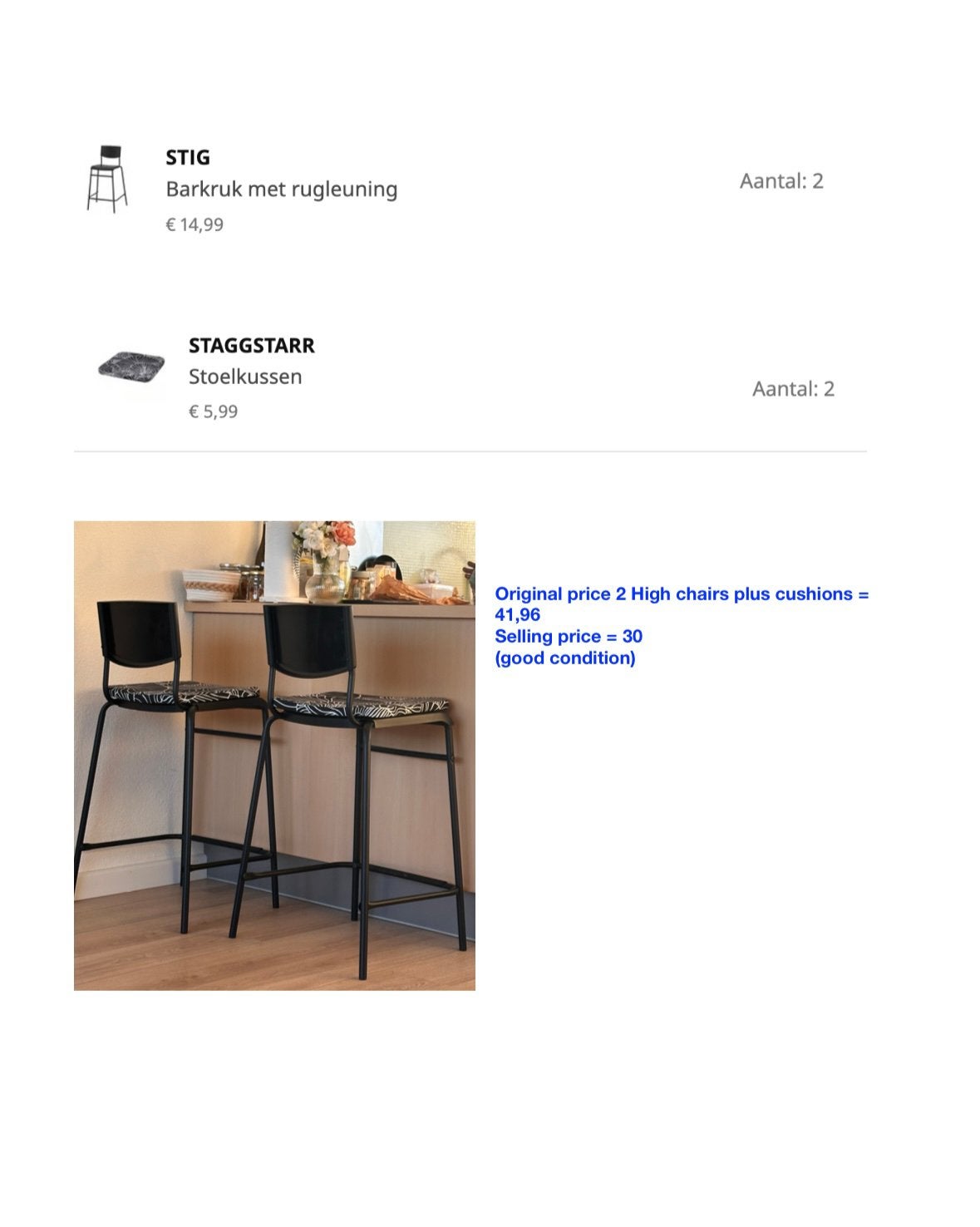 Ikea high chaira, Huis en Inrichting, 1 kruk, Ophalen of Verzenden, Zo goed als nieuw, 60 tot 90 cm