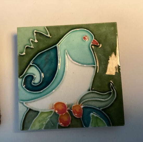 Set van 3 handgemaakte vintage tegeltjes met vogelmotieven, Antiek en Kunst, Antiek | Wandborden en Tegels, Ophalen of Verzenden