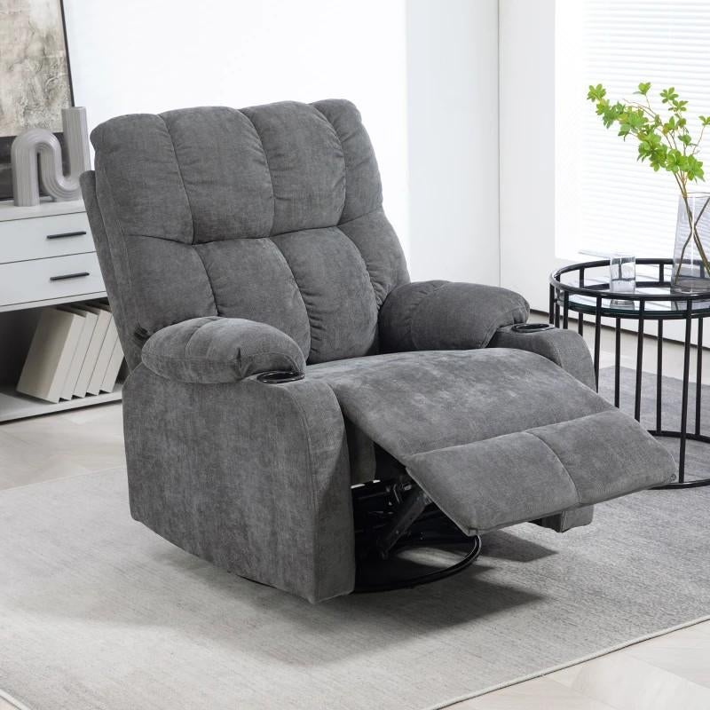 Bioscoopstoel relaxfauteuil tv stoel voetenbank - Grijs, Modern, Comfortabel, Nieuw, 75 tot 100 cm, Ophalen of Verzenden