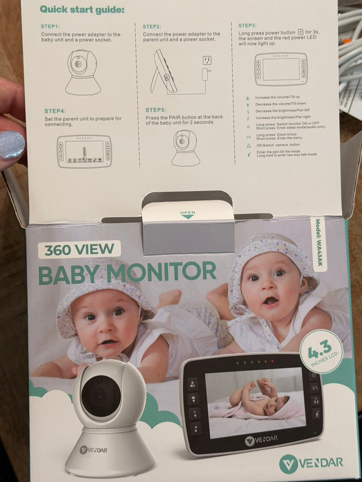 Vendar 360 view video baby monitor pro, Kinderen en Baby's, Ophalen of Verzenden, Zo goed als nieuw, 250 meter of meer, Camera