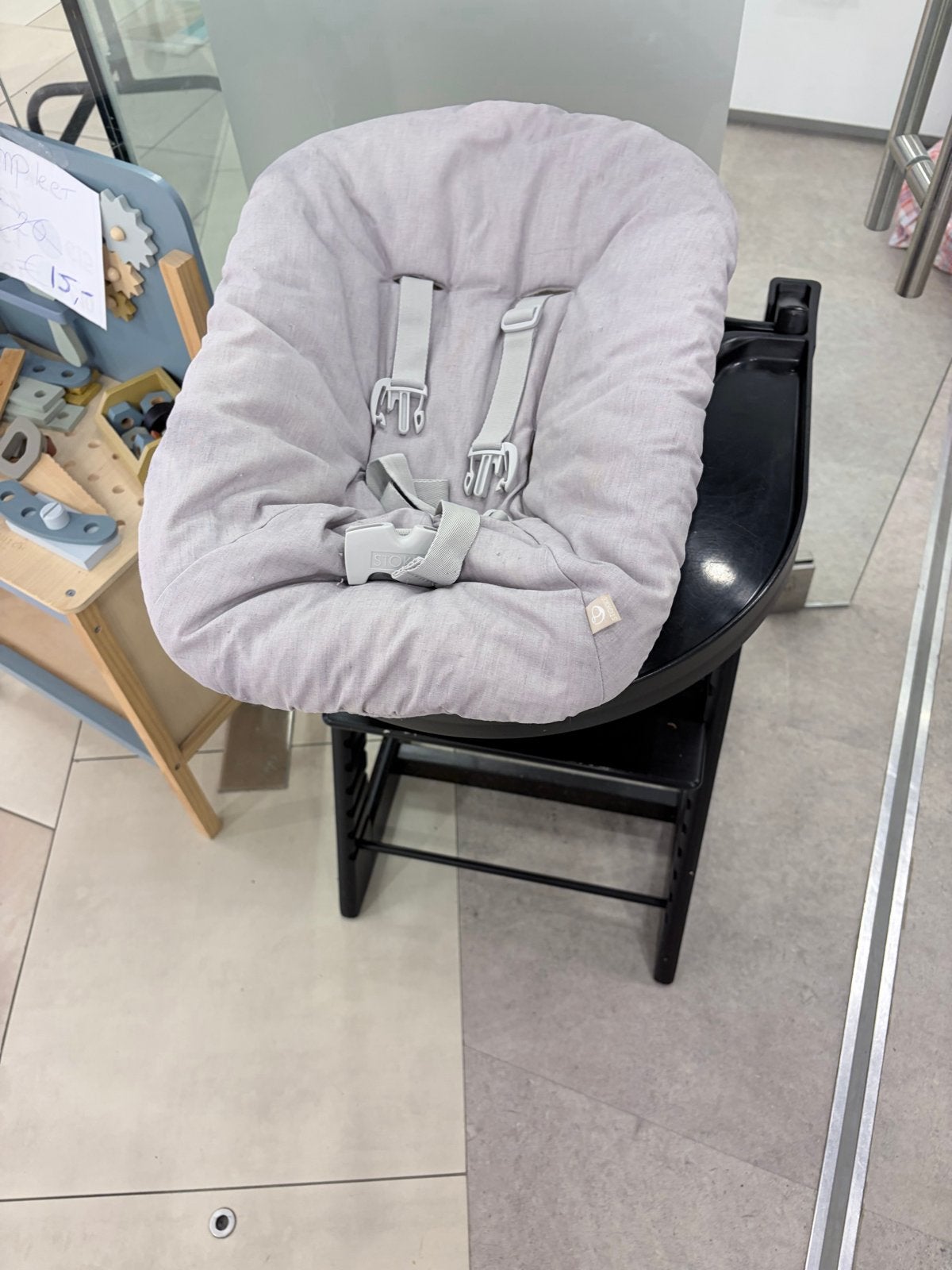 Stokke Tripp Trapp meegroeistoel met baby set en kussen, Ophalen, Gebruikt, Meegroeistoel, Afneembaar eetblad