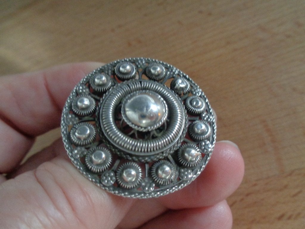 antiek zilveren Zeeuwse knoop broche [923], Verzenden, Zilver, Broche