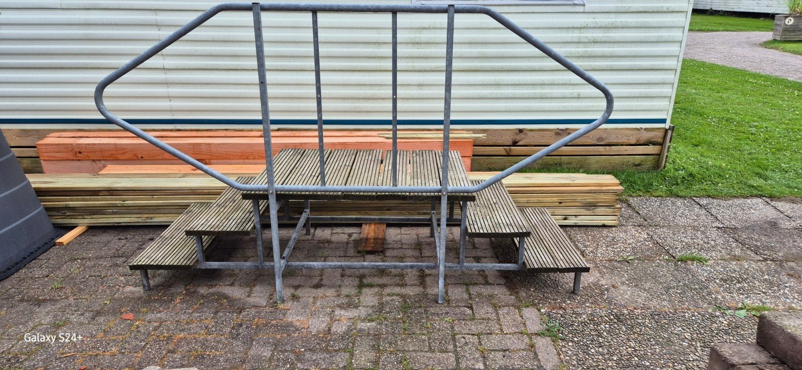 Trap met leuning voor stacaravan of aanbouw, Caravans en Kamperen, Caravan accessoires, Ophalen