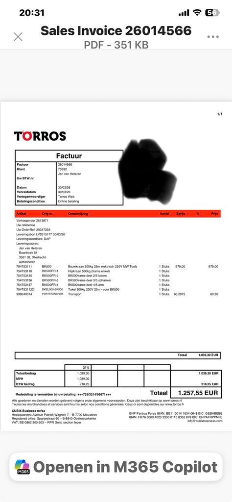 Hijskraan 500 kilo, Ophalen