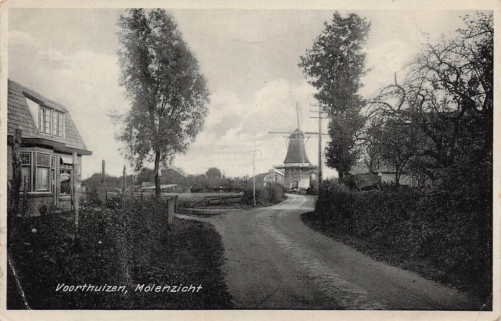 JO354 Voorthuizen Molen zicht 1937, Verzamelen, Ophalen of Verzenden, 1920 tot 1940, Gelopen, Gelderland
