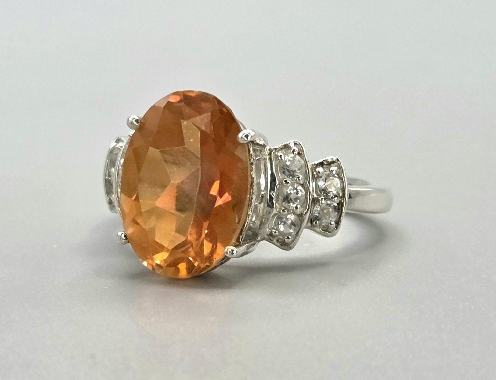 Vintage ring met mystic topaas en witte topaas. 2026/437, 18 tot 19, Overige kleuren, ., Ophalen of Verzenden