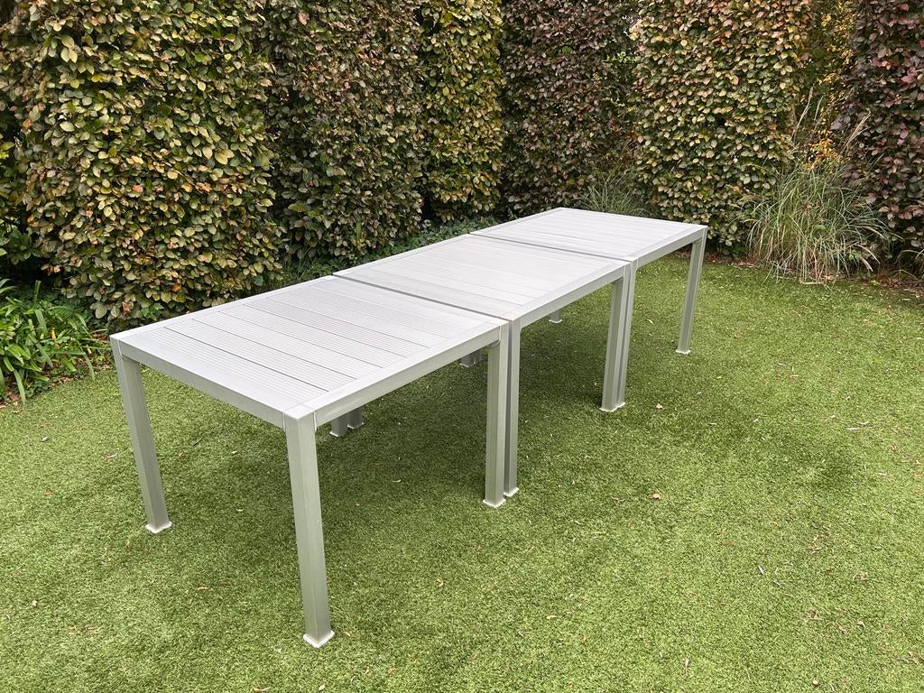 3x Driade Thali Aluminium Tafels - 90x90x72 cm, Tuin en Terras, Tuintafels, Gebruikt, Vierkant, Aluminium, Ophalen