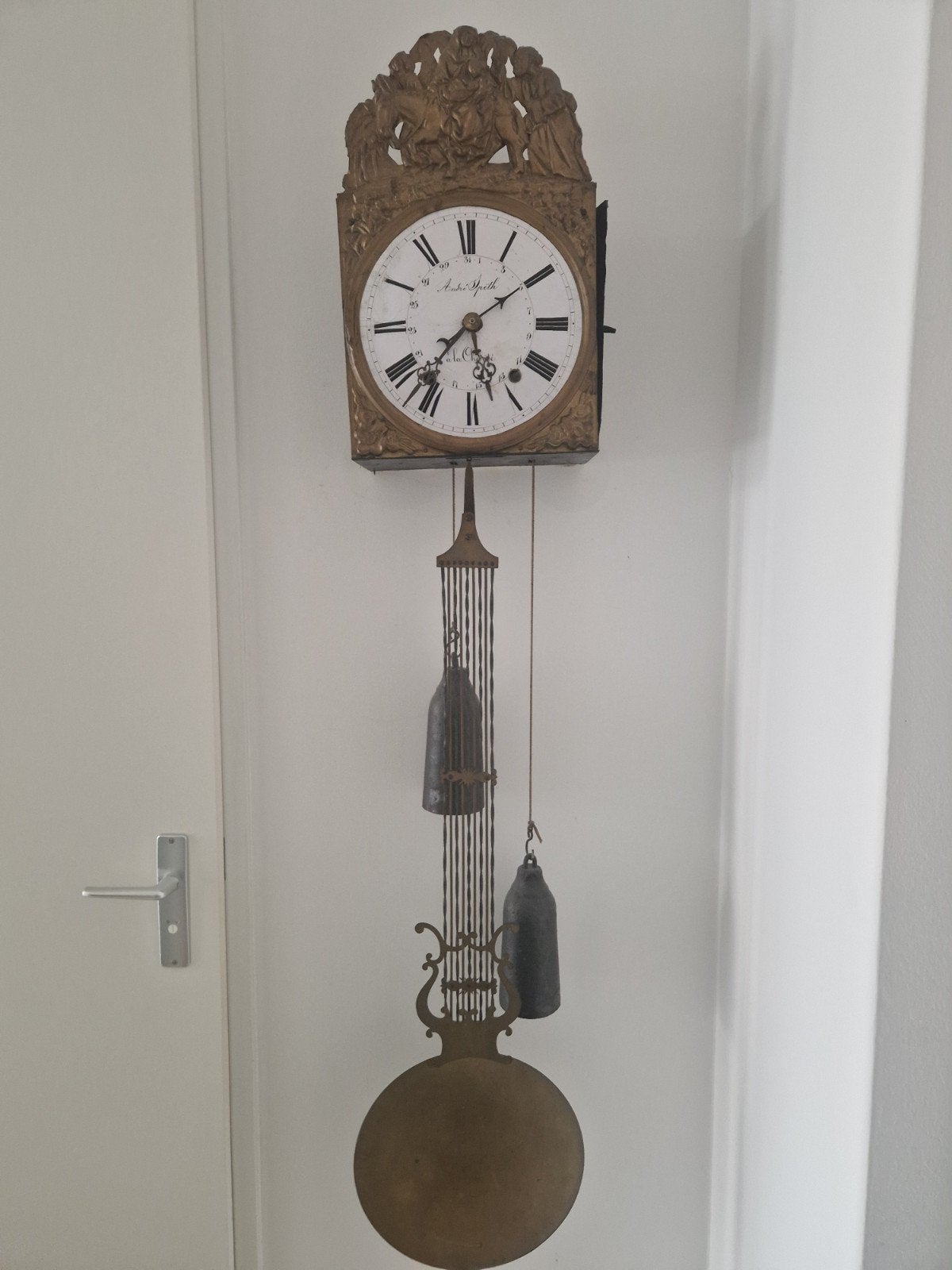 Antieke staande Engelse klok en Franse Harp wandklok, Antiek en Kunst, Antiek | Klokken, Ophalen